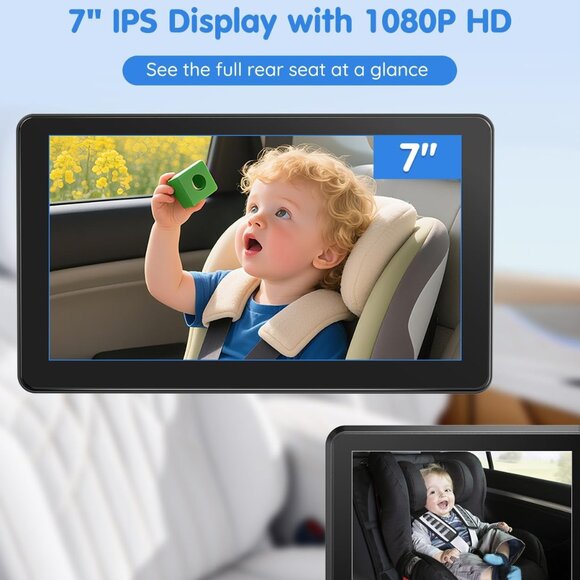 Babyvue BV4 7" Baby Car Camera, IPS 1080P HD Display with AUTO IR Night Vision - Picture 2 of 7